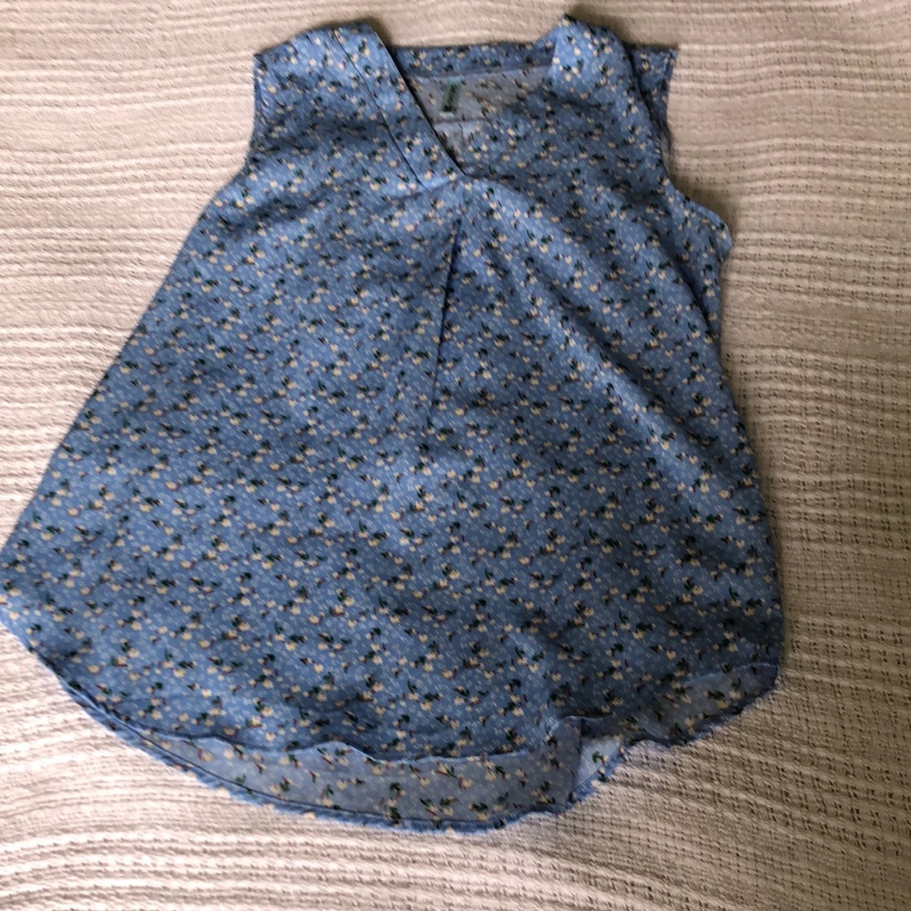 Floral Blue Sleeveless Top